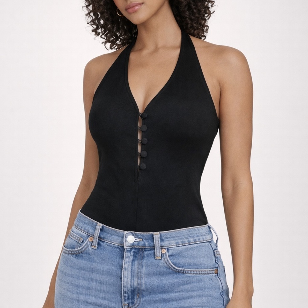 XOXO Black Halter Neck Women's bodysuit/thong 🖤